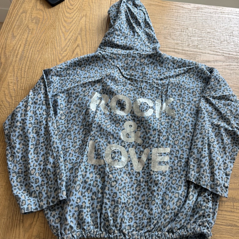 Scandal Italy Leopard Print “Rock & Love” Hoodie Jacket – One Size NWOT